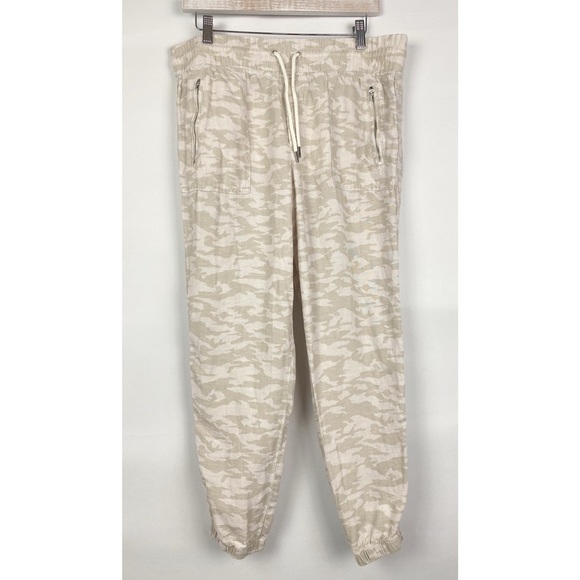 Athleta Womens‎ Cabo Linen Joggers 12 Camo Athletic Travel Lightweight Plus Size - Picture 2 of 15